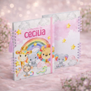 Caderneta de Vacinação Personalizada Bebê Menina Animais com Nome e Capa Premium