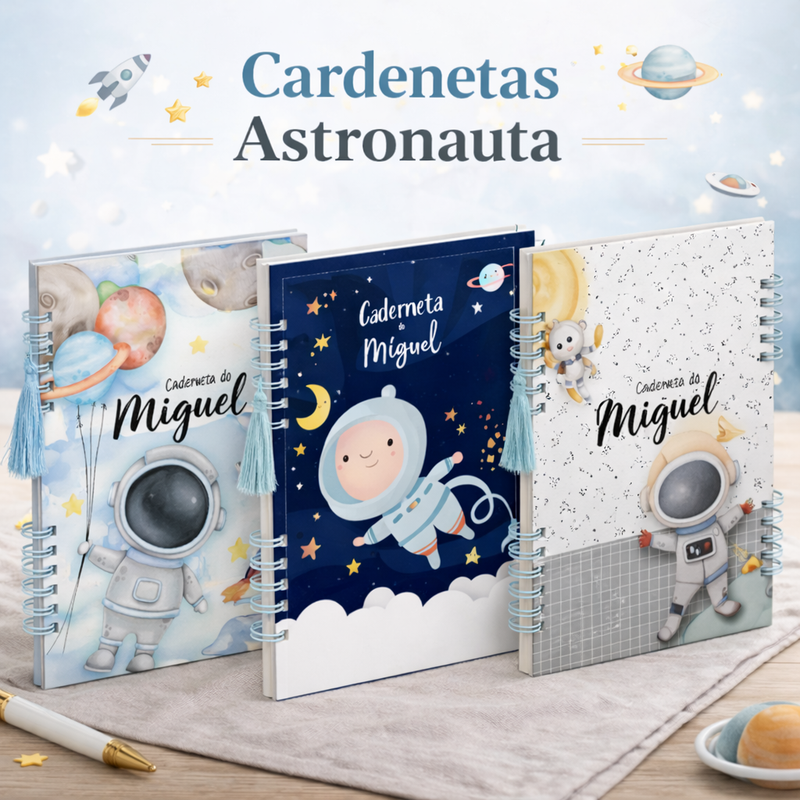 Caderneta de Vacina Personalizada Astronauta Menino Capa Dura Premium