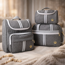 Kit Bolsa Maternidade 3 Peças Cinza Premium Monte Carlo